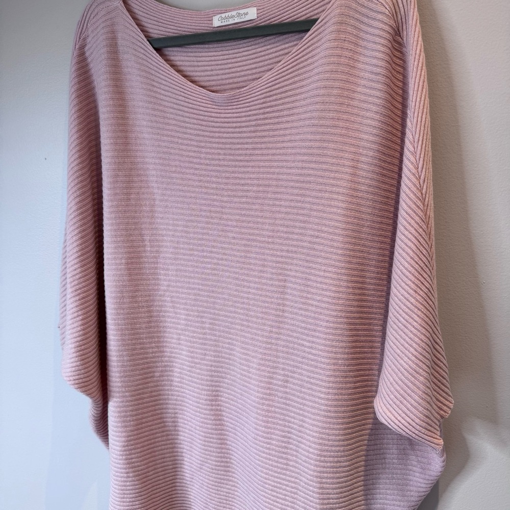 CobbleStone Ribbed Knit Batwing Top (Made in Italy)